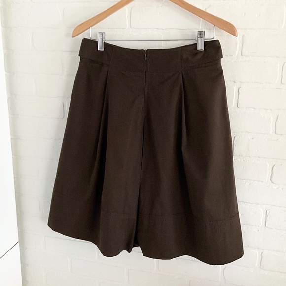 Vintage Y2K Zara A-line skirt Cotton Pleated Pockets Chocolate brown Sz S - Picture 9 of 11